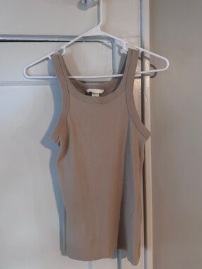 H&M Ribbed Tank Top - Taupe Beige